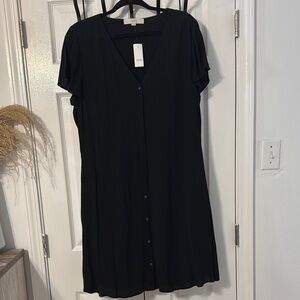 LOFT Classic Black V-Neck Dress